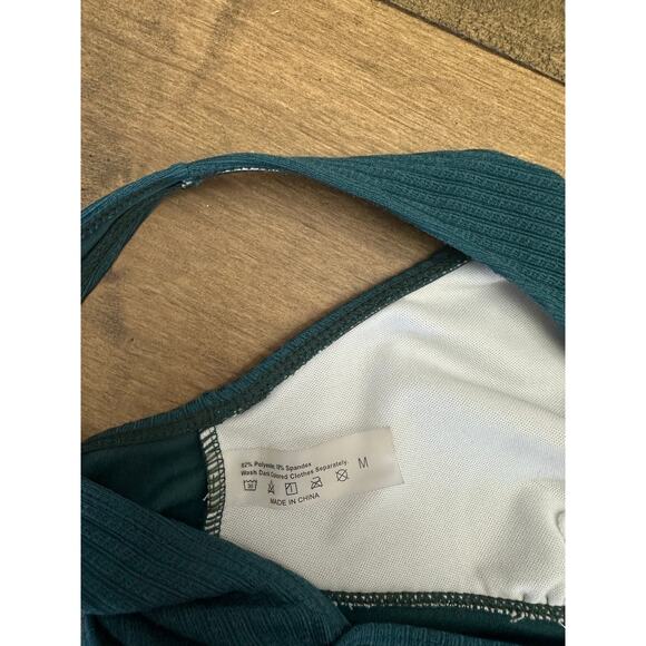 Turquoise V-Neck Bikini Top - medium - Picture 3 of 3